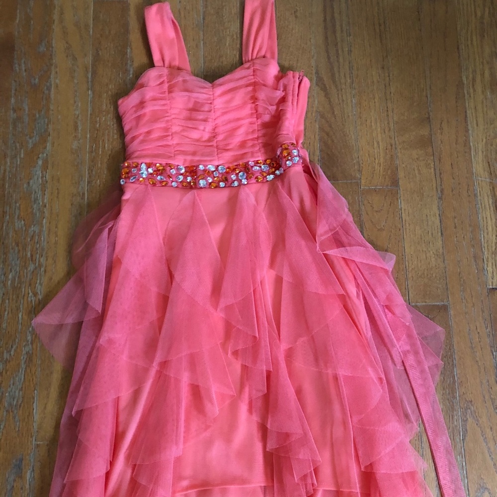 Flowing orange pink dress